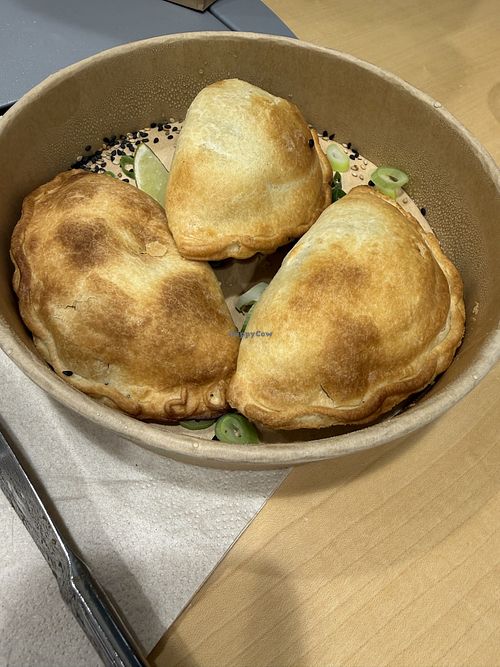 Vegetable empanadas  at Buddha Bowl Kolding in Kolding