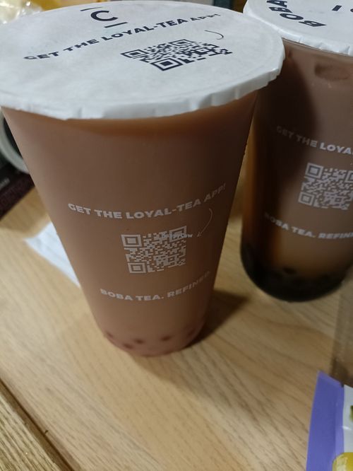 Strawberry milk tea with blueberry pearls at CUPP Bubble Tea - Brighton in Brighton