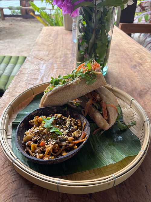 Tempeh Banh Mi with side of Burmese salad at Plant Cafe in Ko Yao Noi