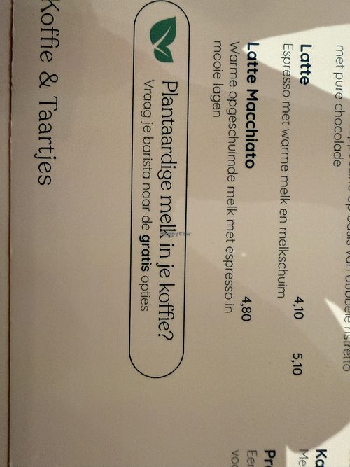 Vegetable milk available   at Barista Cafe in Zuid-holland