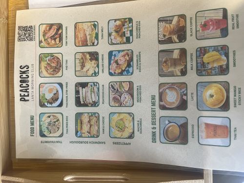 Menü  at Peacocks Lanta  in Chang Wat Krabi