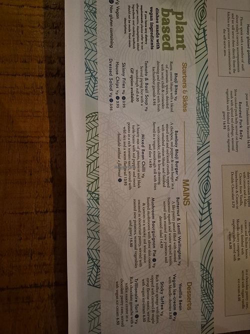 Menu at The Waterside Inn in Loughborough