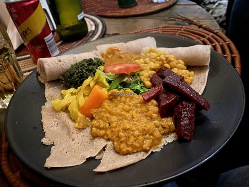 Veggie sampler   at Ethiopian Madam Taitou in Western Cape