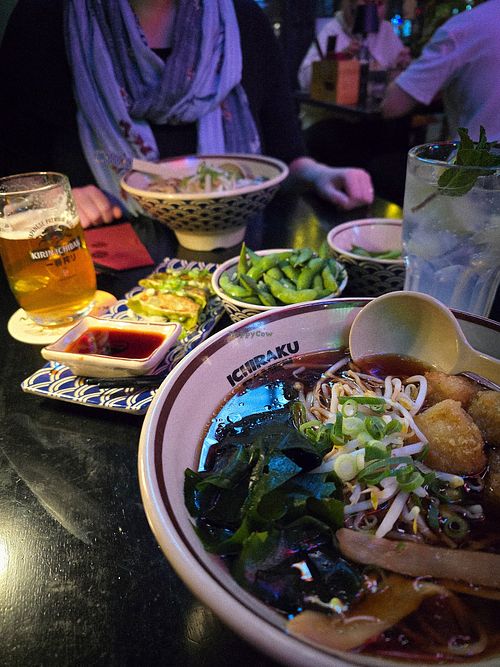 Vegan Gyoza, Edamame, Vegan Ramen Shoyu at Ichiraku Ramen in Nordrhein-westfalen