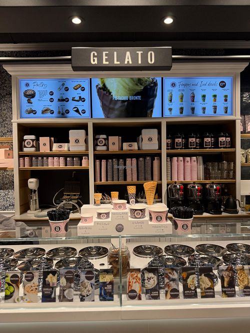 vegan gelato flavors at LA DOLCERIA aROMA AM TACHELES in Berlin