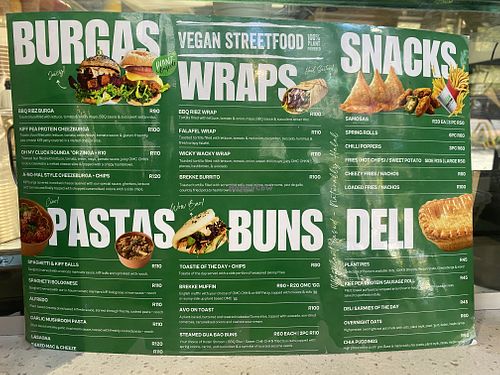 Menu  at Vegan Street Food - SALT Market Food in Cape Town