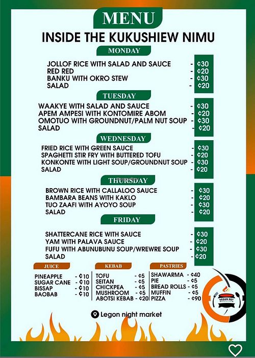 Menu   at VeganPoT Restaurant in Accra