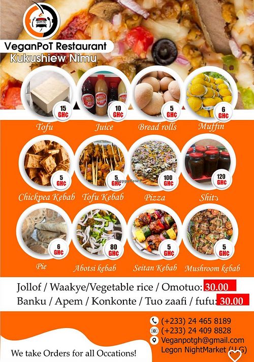 Menu  at VeganPoT Restaurant in Accra