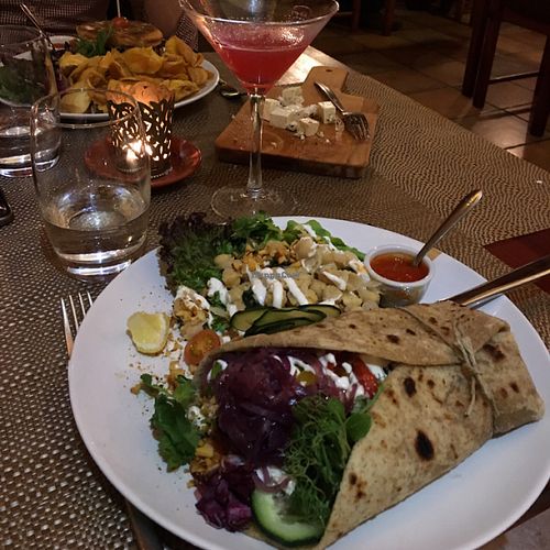 the tempeh wrap (amazing!) and the seitan burger (not that tasty)  at Jardim dos Sentidos in Lisbon