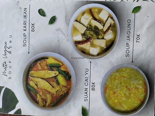 The first soup on the menu is better than others. One portion is big to feed two people. at Metta Veggie  in Kota Denpasar