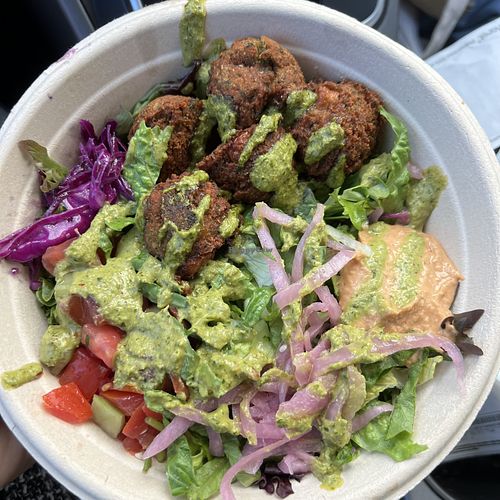    build your own bowl with falafel  at The Kebab Shop in San Diego