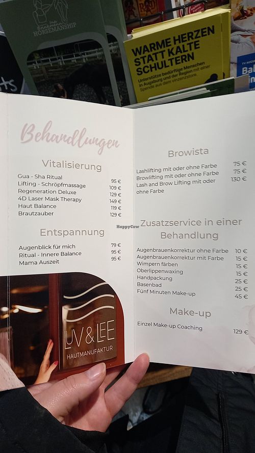 price list massages, facial treatments etc (more info on their website) at Luv & Lee Hautmanufaktur in Augsburg
