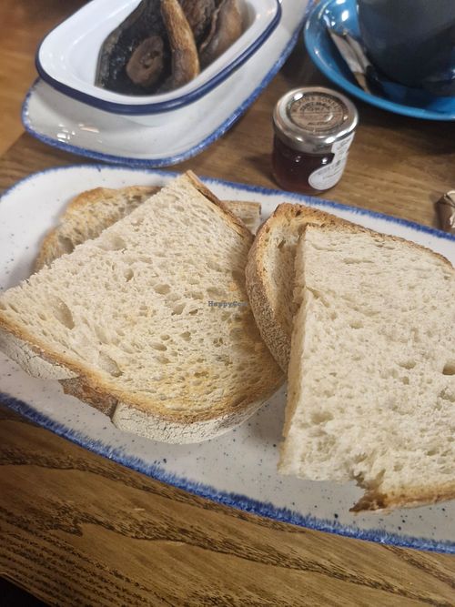 Sourdough toast with strawberry jam at Big Smoke Taphouse & Kitchen in Luton