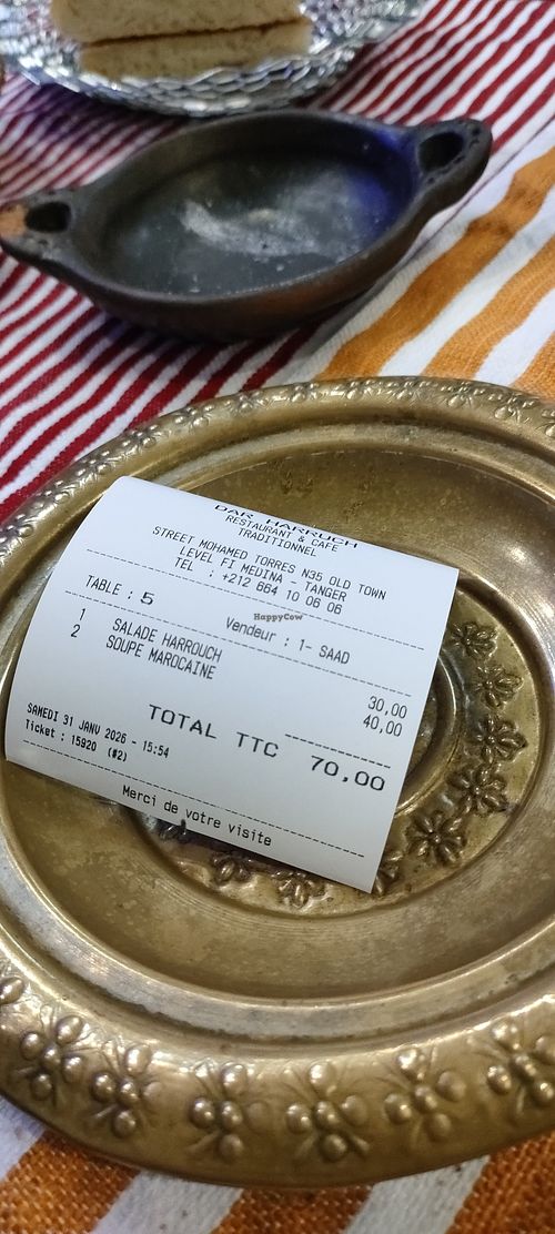 Ticket at Dar Harruch in Tangier