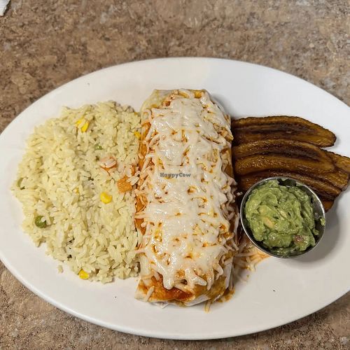 Vegan bean burrito  at Los Chorros Restaurant in Silver Spring