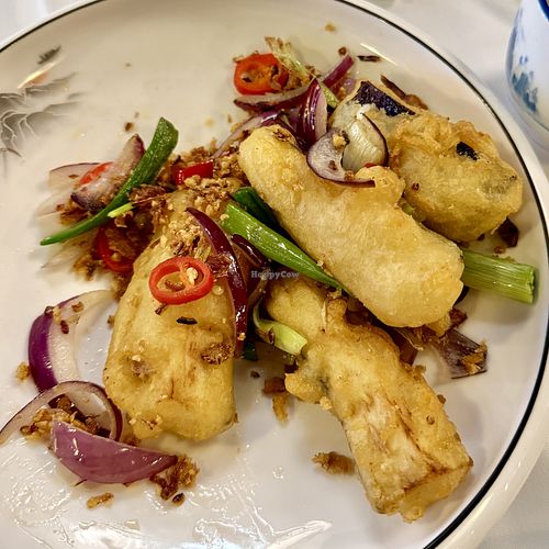 Salt & chilli aubergine Tofu  at Good Fortune Club in London