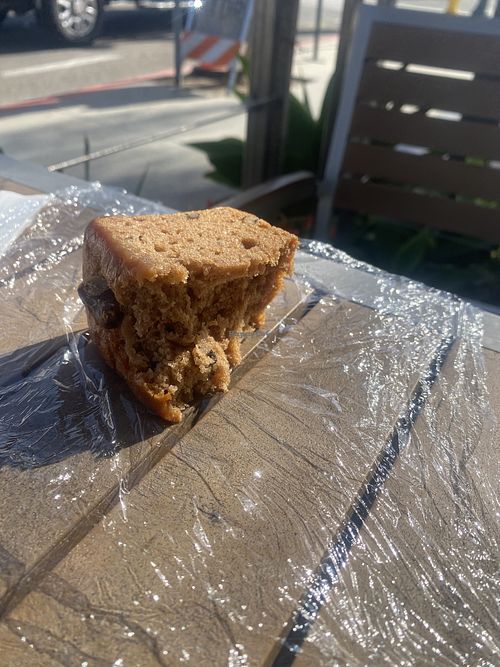 $4 vegan banana bread so moist an good! Had to buy 2  at Carp Moon Cafe in Carpinteria