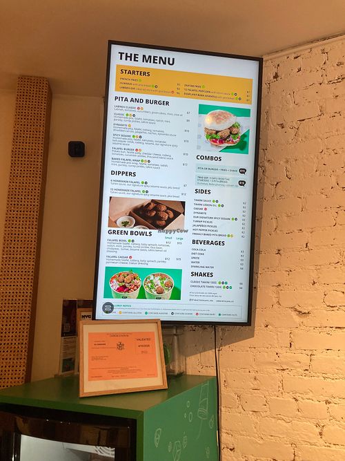 Wall menu at What The Falafel - Macdougal in New York City