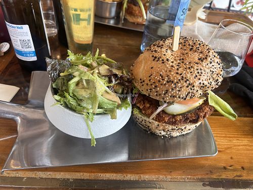 Vegan burger with side saladd  at Marie-Luise & Jypsie's in Nohfelden