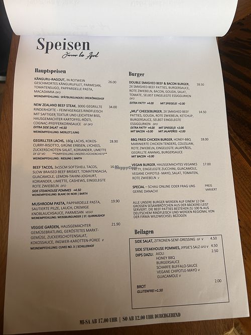 Menu  at Marie-Luise & Jypsie's in Nohfelden