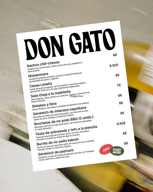 La carta de comida at Don Gato Bar in Madrid