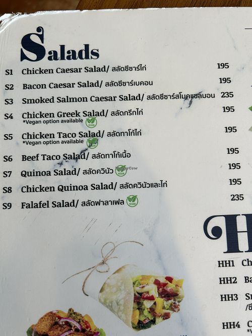 Salads menu  at Danissa Bakery & Cafe in Chiang Mai