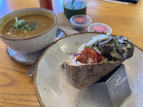 Half falafel half soup   at Life Alive Organic Cafe Ballston in Arlington