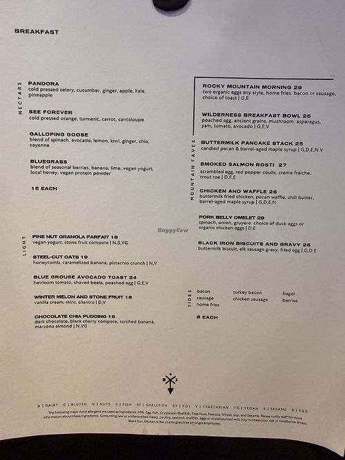 Menu 2/2026  at Black Iron Kitchen + Bar in Telluride