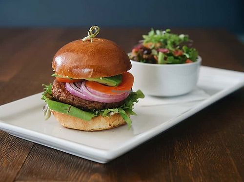 Veggie Burger (Vegan)  at Brussels Bistro in Laguna Beach