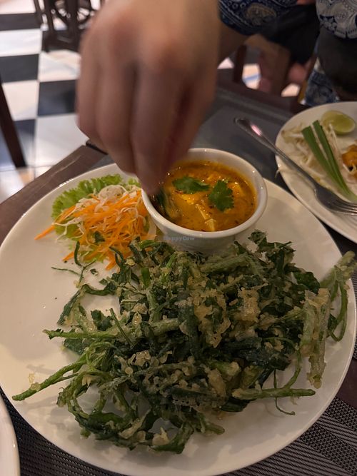 fried morning glory with peanut sauce and tofu  at Phad Thai Rock n Roll in Krabi