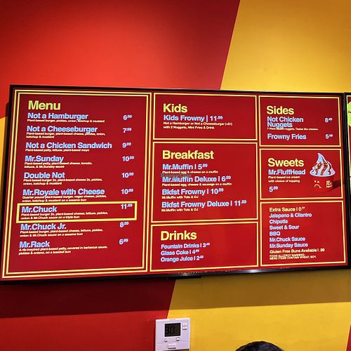 menu  at Mr.Charlie's in San Diego