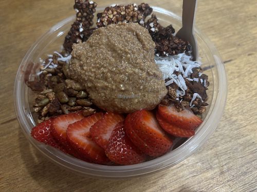 Raspberry ripple protein bowl  at Be Bowld in Melbourne