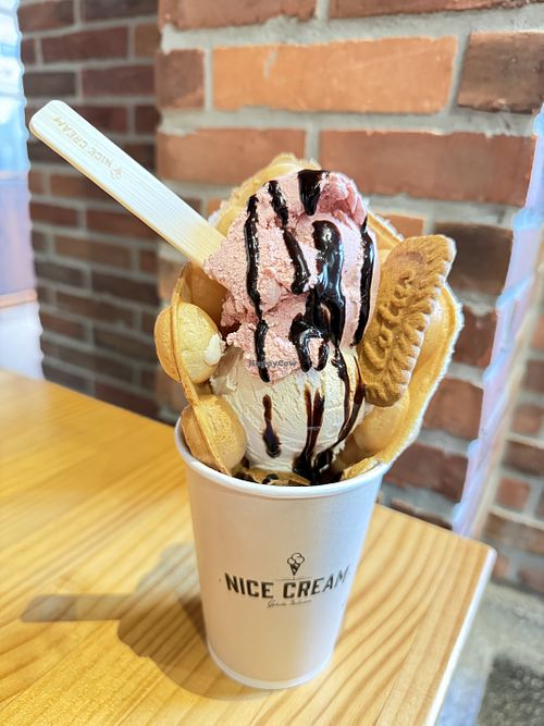 Waffle and icecream - vegan   at Nice Cream - Xinyi in Taipei