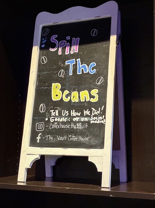 Sign   at The Vault CoffeeHouse in Mobile
