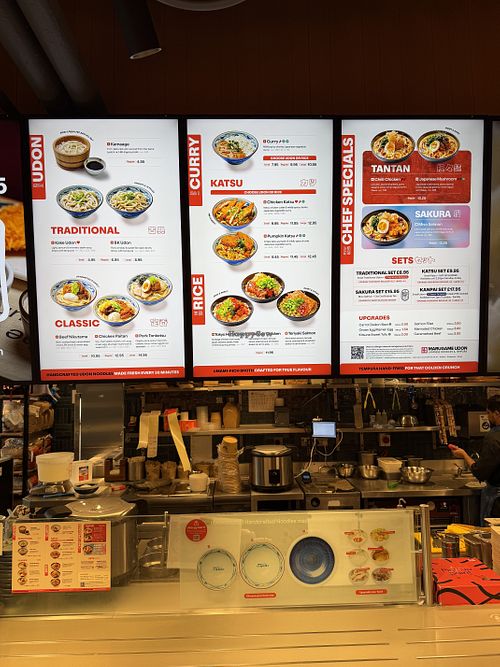 Menu and serving area  at Marugame (The Strand) - Japanese Udon Noodles & Tempura in London