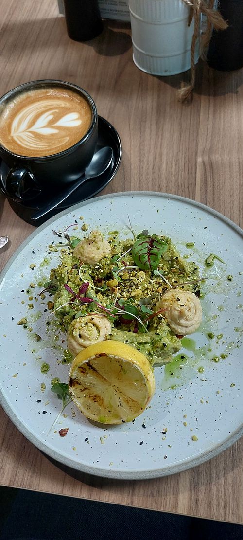 Smashed avocado with hummus at Tank Stream Social in Brisbane