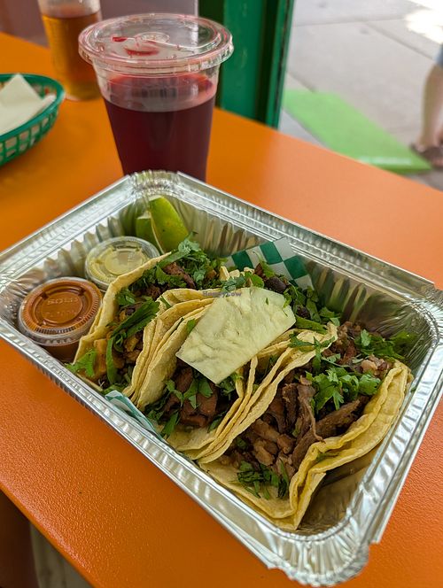 Taco trio at Taqueria Vegana in Toronto