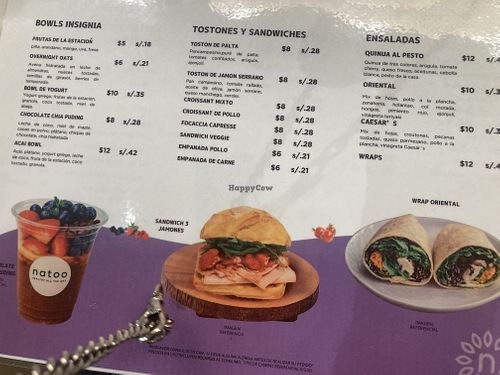 Menu  at LIM - Natoo - T1 in Lima