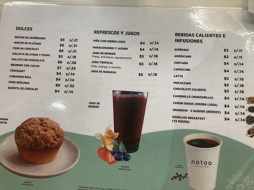 Other menu page  at LIM - Natoo - T1 in Lima