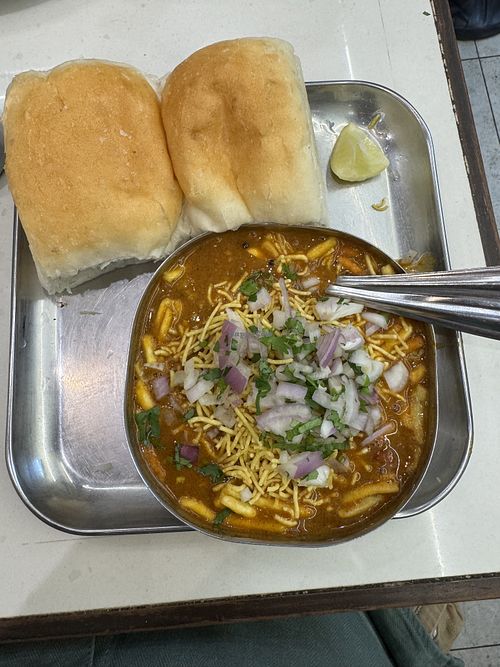 Misal Pav (Beans Curry with Bread) - Vegan  at Aram Hotel in Mumbai