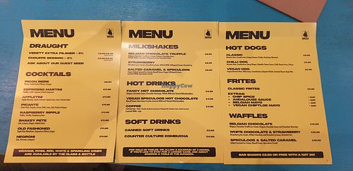 Menu at Brân in Cardiff