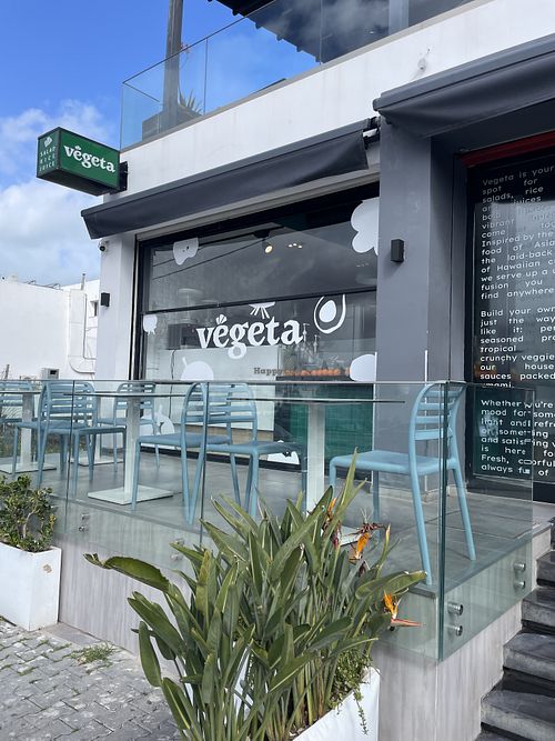Entrance to restaurant. Outside seating, indoor seating, and upstairs terrace .  at Vegeta  in Tunis