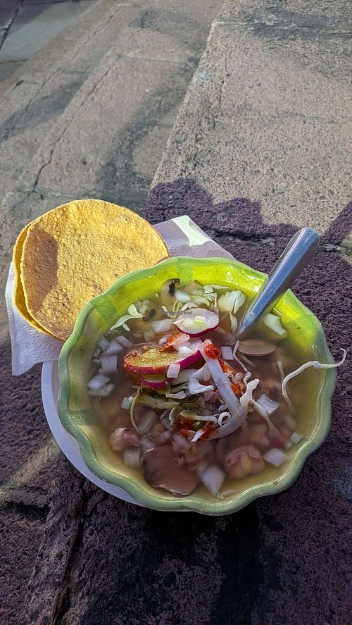 Vegan pozole at Tía Ofe Pozole Vegano  in Jalisco