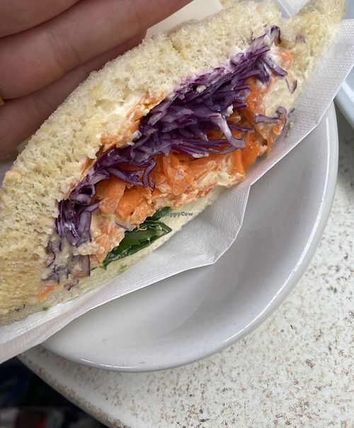 Sandwich with hummus, cabbage, carrots and spinachh  at Caffè Rosso Venezia in Venice