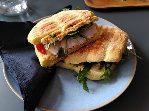 Vegan grilled cheese sandwich at Café Oliv in Berlin