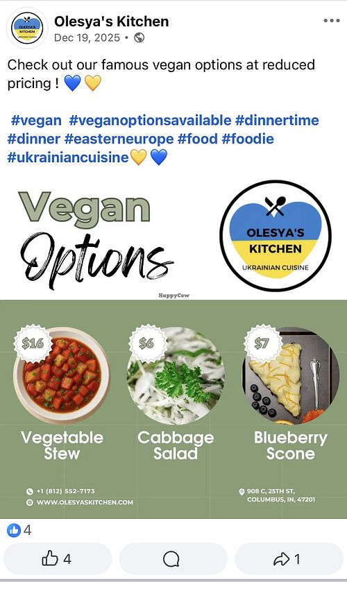 Vegan options  at Olesya's Kitchen in 