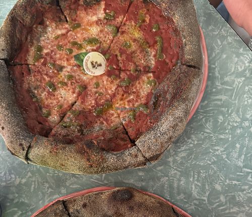 Margarita Make Me Vegan with black crust  at Fradiavolo Pizza in Miami