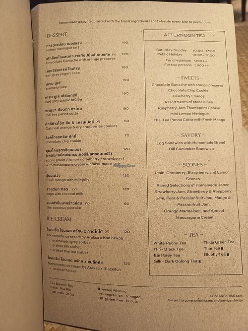 Labelt desert menu at Araksa Tea Room Bangkok in Bangkok