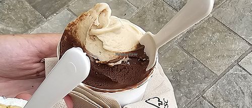 These ate chocolate and avellana at Artello Gelato in Mallorca