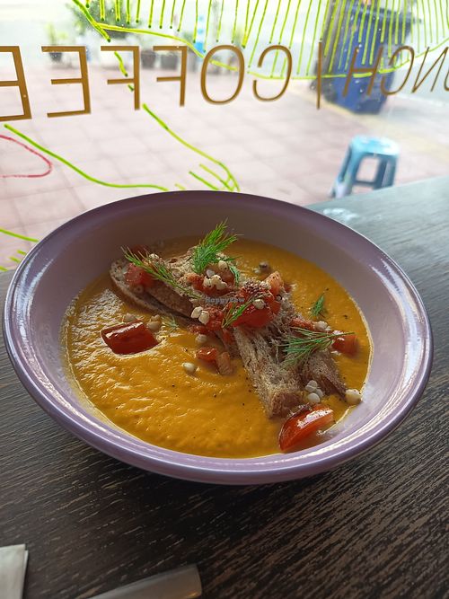 Coconut pumpkin soup at HUGS SONGWAT CAFE in Bangkok